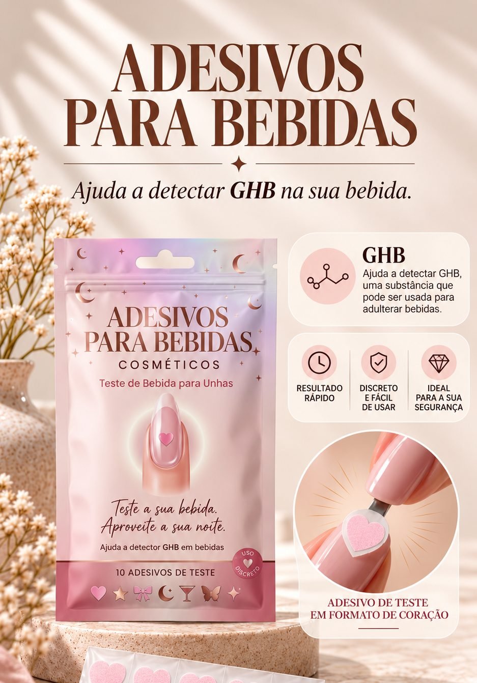 Adesivo de Unha Teste de Bebida